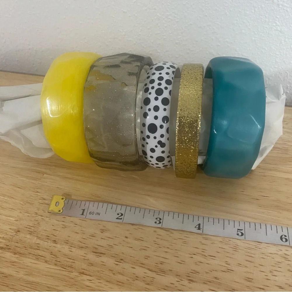 Stack Set Chunky Bangles Bracelets Sparke Blue Ye… - image 2